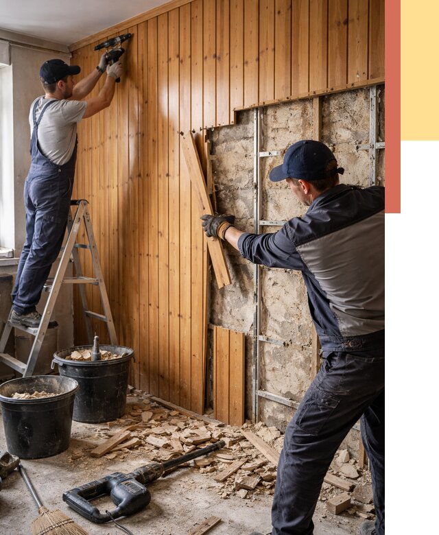 Демонтаж вагонки со стен в Егорьевске от 1468 руб. — снятие, удаление, срочно | ОТДЕЛОЧНИК-Грь