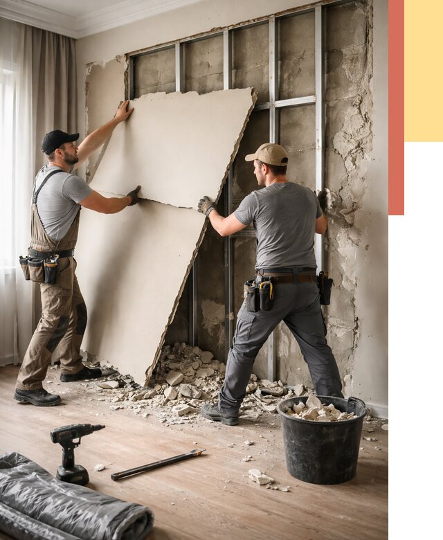 Демонтаж гипсокартона со стен в Егорьевске от 354 руб. — услуги демонтажа | ОТДЕЛОЧНИК-Грь