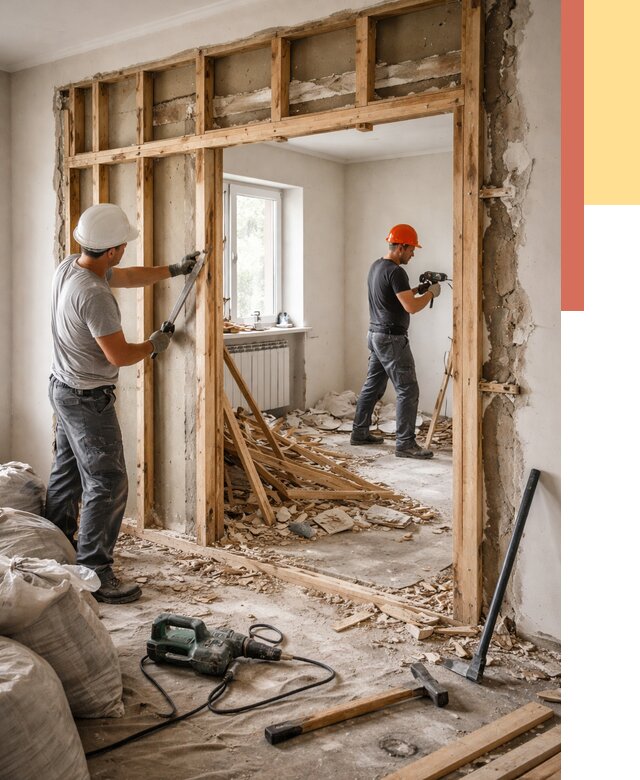 Демонтаж деревянных перегородок в Егорьевске от 3240 руб. — быстро и недорого | ОТДЕЛОЧНИК-Грь