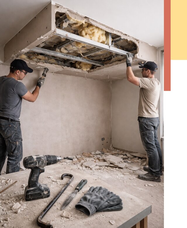 Демонтаж короба из гипсокартона в Егорьевске от 1539 руб. — быстро и недорого | ОТДЕЛОЧНИК-Грь