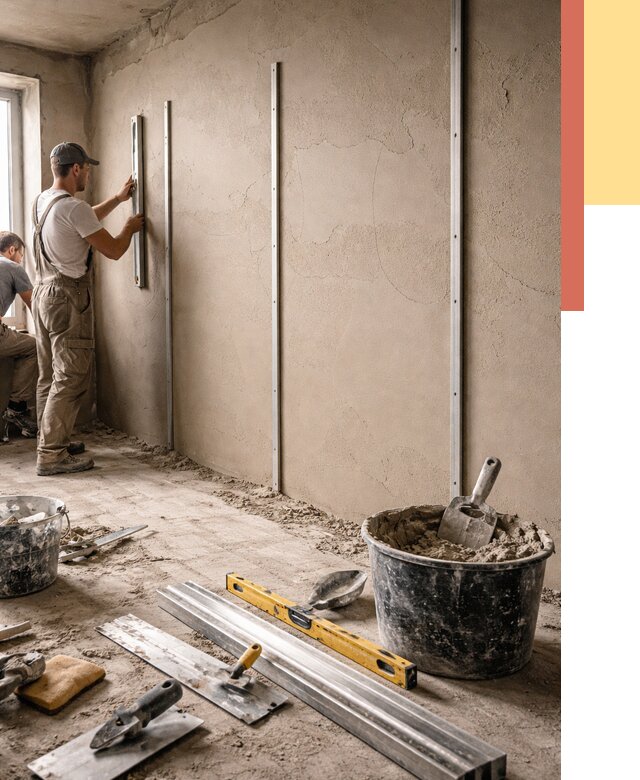 Штукатурка стен по маякам в Егорьевске от 5569 руб./м² — выравнивание под ключ | ОТДЕЛОЧНИК-Грь