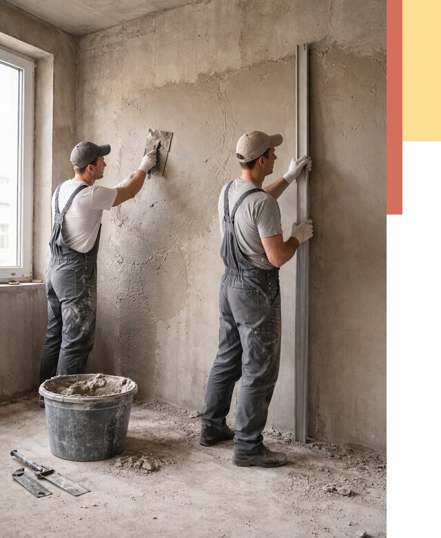 Штукатурка бетонных стен в Егорьевске от 4557 руб/м² — качественно и быстро | ОТДЕЛОЧНИК-Грь