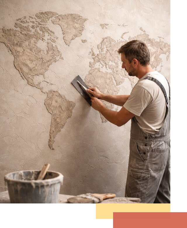 Декоративная штукатурка «Карта мира» под ключ в Егорьевске