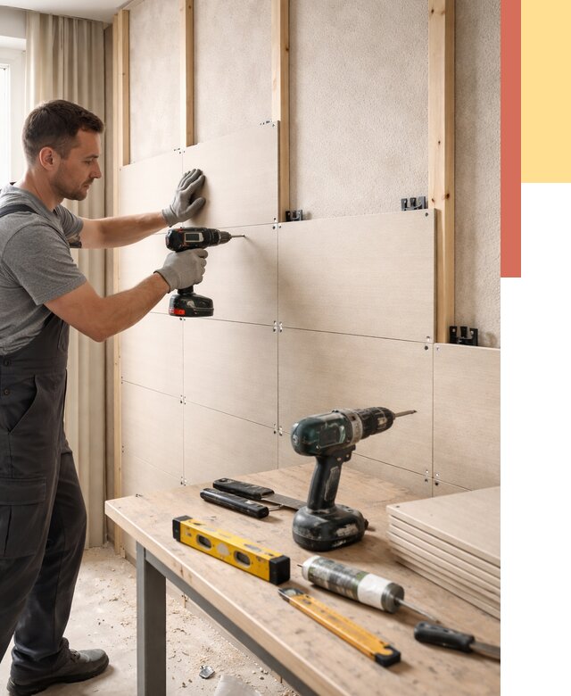 Монтаж МДФ панелей на стены в Егорьевске от 1266 руб. под ключ | ОТДЕЛОЧНИК-Грь