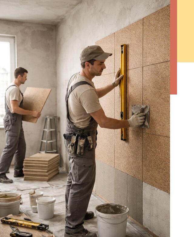 Монтаж пробковых панелей на стены в Егорьевске от 3544 руб. — ОТДЕЛОЧНИК-Грь