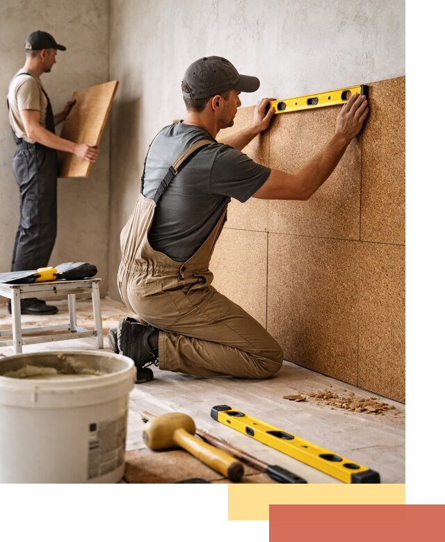 Монтаж пробковых панелей на стены в Егорьевске быстро и качественно