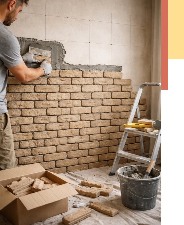 Монтаж декоративного кирпича в Егорьевске от 3240 руб./м² — быстро и недорого | ОТДЕЛОЧНИК-Грь