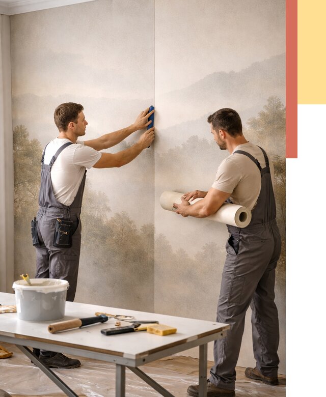 Поклейка фотообоев в Егорьевске от 8607 руб/м² — быстро и недорого | ОТДЕЛОЧНИК-Грь