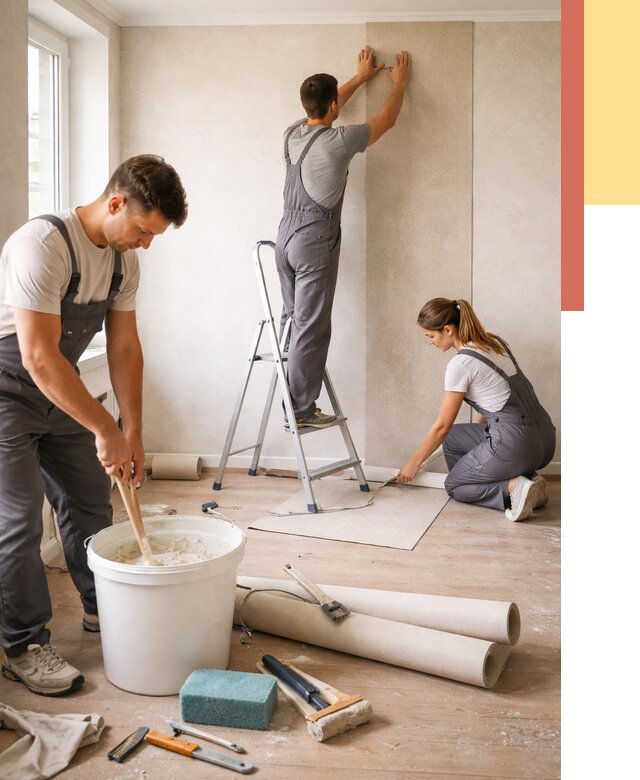 Оклейка стен обоями в Егорьевске от 3544 руб/м2 — быстро и недорого | ОТДЕЛОЧНИК-Грь