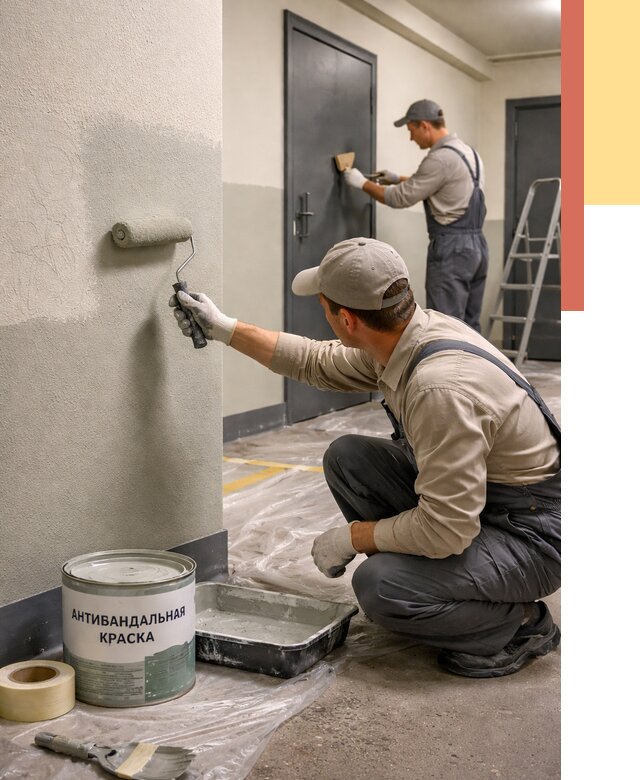 Покраска стен антивандальной краской в Егорьевске от 4557 руб./м² под ключ | ОТДЕЛОЧНИК-Грь