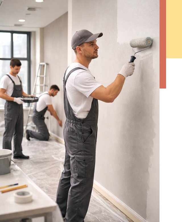 Покраска стен в офисе в Егорьевске от 8607 руб. — быстро и недорого | ОТДЕЛОЧНИК-Грь