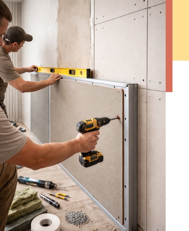 Шумоизоляция стен панелями ЗИПС в Егорьевске от 2228 руб./м² под ключ | ОТДЕЛОЧНИК-Грь