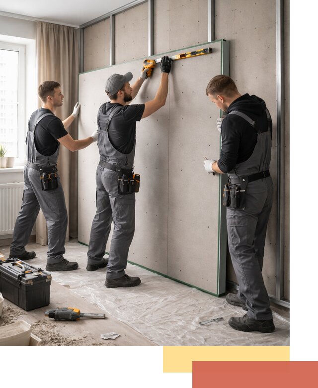 Шумоизоляция стен панелями ЗИПС в Егорьевске для жилых и коммерческих помещений