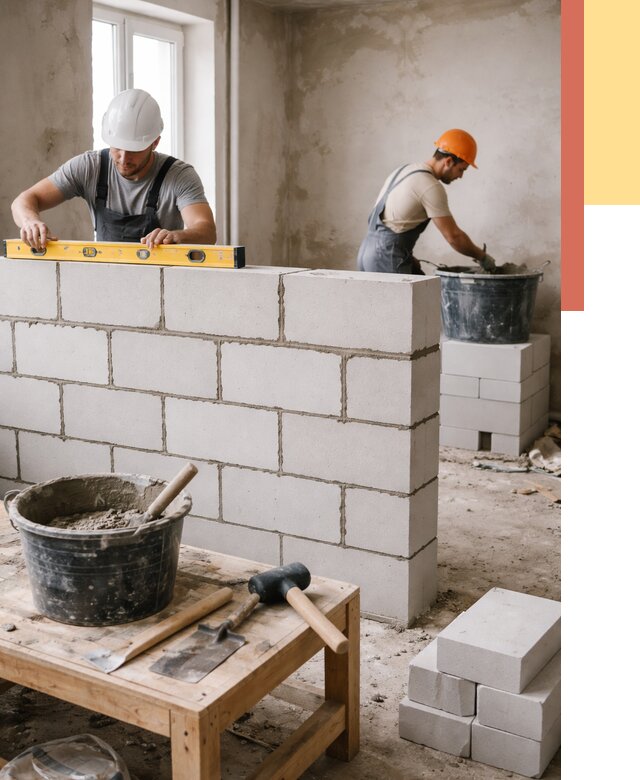 Кладка перегородок из газобетона в Егорьевске от 3240 руб. под ключ | ОТДЕЛОЧНИК-Грь