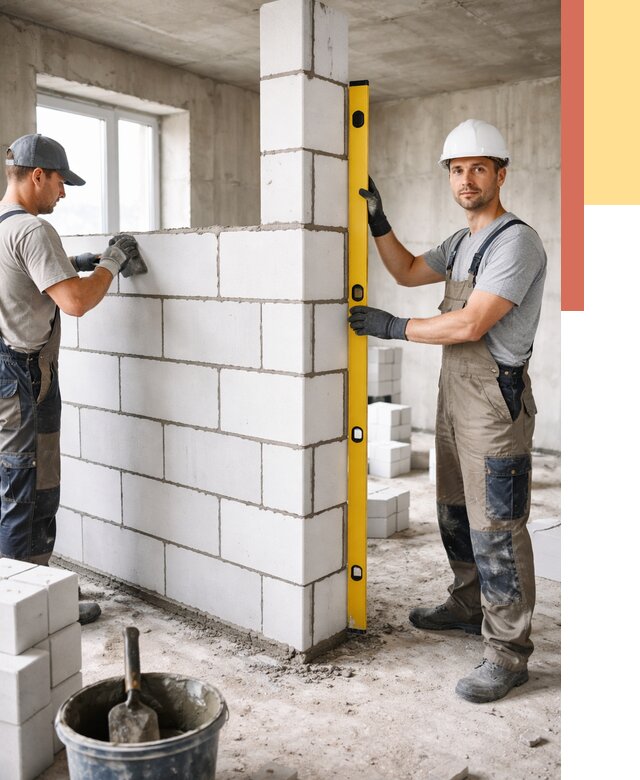 Кладка перегородок из пеноблока в Егорьевске от 1823 руб. под ключ | ОТДЕЛОЧНИК-Грь