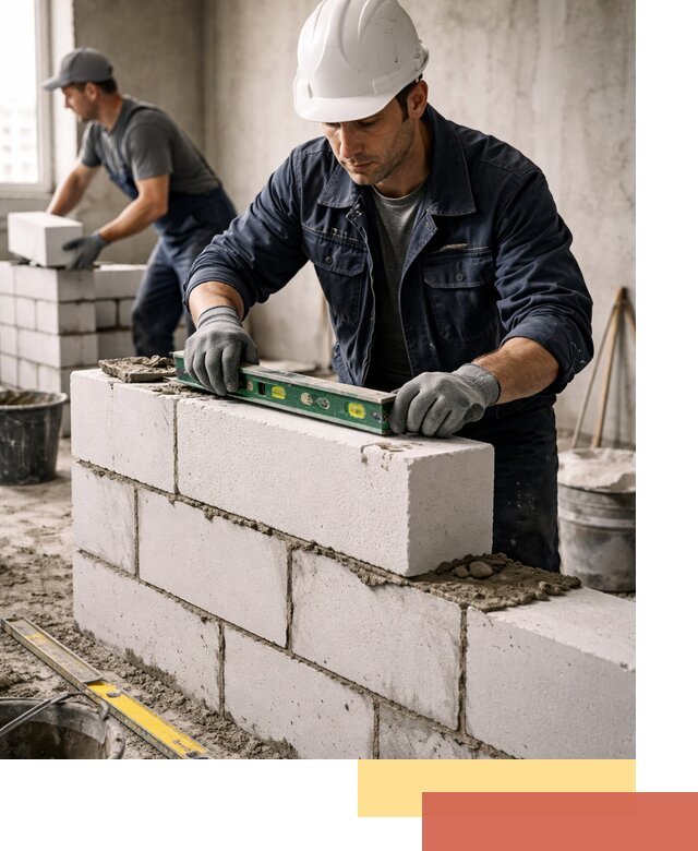 Кладка перегородок из пеноблока под ключ в Егорьевске