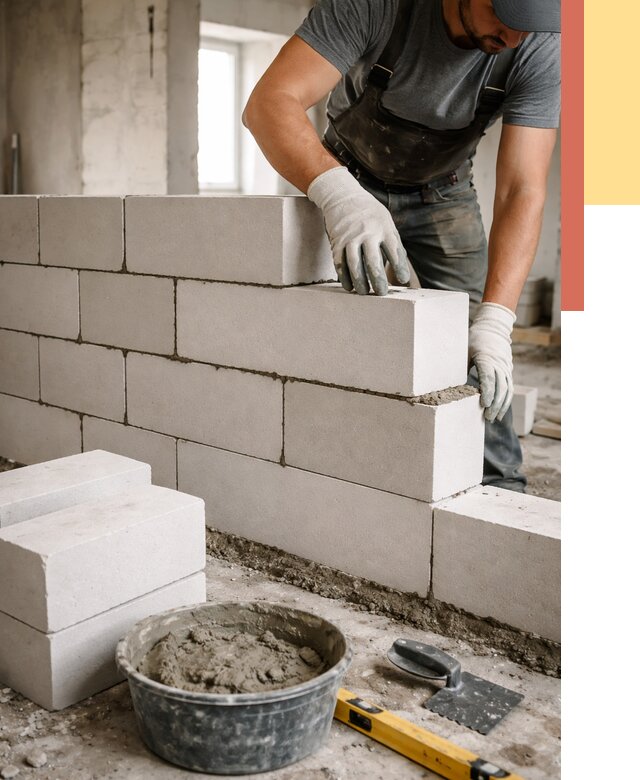 Кладка перегородок из силикатного блока в Егорьевске от 4050 руб. под ключ | ОТДЕЛОЧНИК-Грь