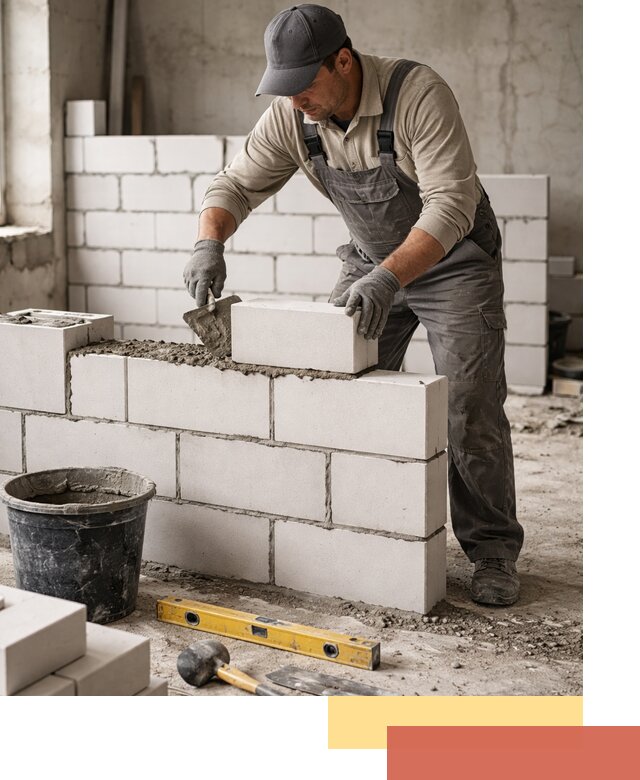 Кладка перегородок из силикатного блока в Егорьевске