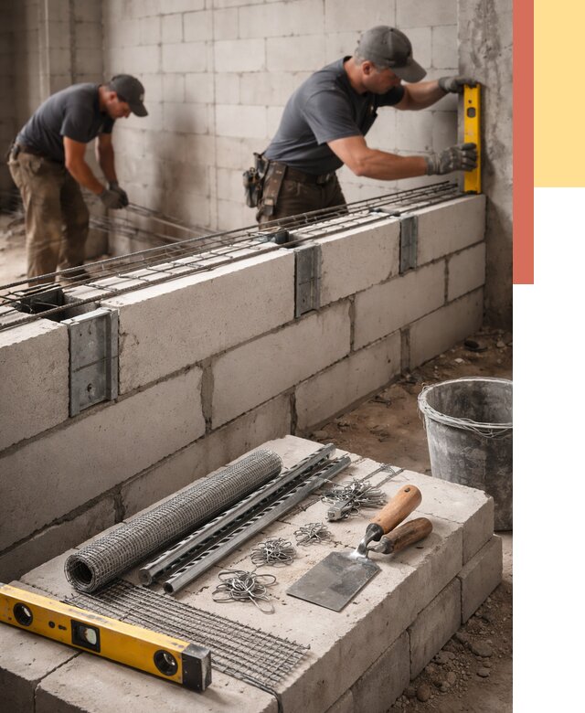 Армирование кладки перегородок в Егорьевске от 759 руб. под ключ | ОТДЕЛОЧНИК-Грь