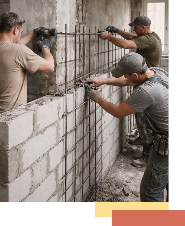 Армирование кладки перегородок в Егорьевске профессионально и надёжно