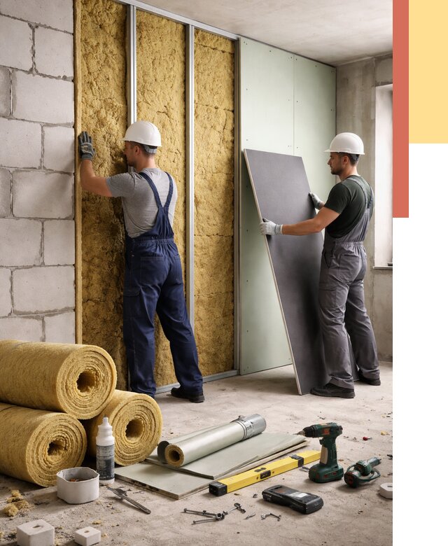 Шумоизоляция перегородок из блоков в Егорьевске от 1873 руб./м² — быстро и недорого | ОТДЕЛОЧНИК-Грь