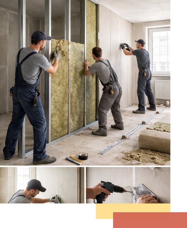 Перегородка из гипсокартона с шумоизоляцией в Егорьевске — монтаж под ключ