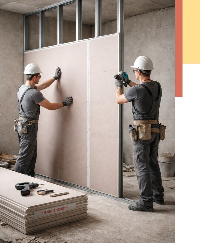 Перегородка из огнестойкого гипсокартона в Егорьевске от 1873 руб. под ключ | ОТДЕЛОЧНИК-Грь