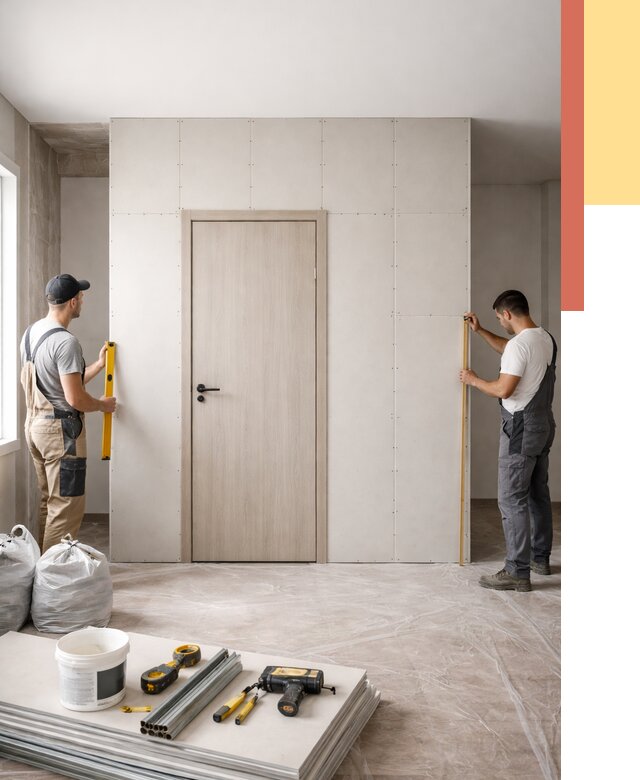 Перегородка из гипсокартона с дверью в Егорьевске от 4557 руб. под ключ | ОТДЕЛОЧНИК-Грь