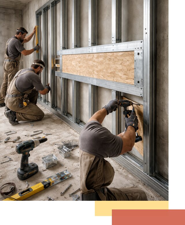 Усиленная перегородка для крепления тяжёлых конструкций в Егорьевске