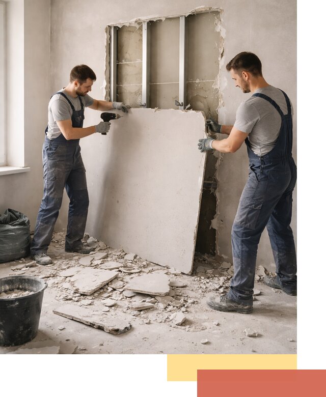 Демонтаж перегородки из гипсокартона в Егорьевске быстрый и аккуратный