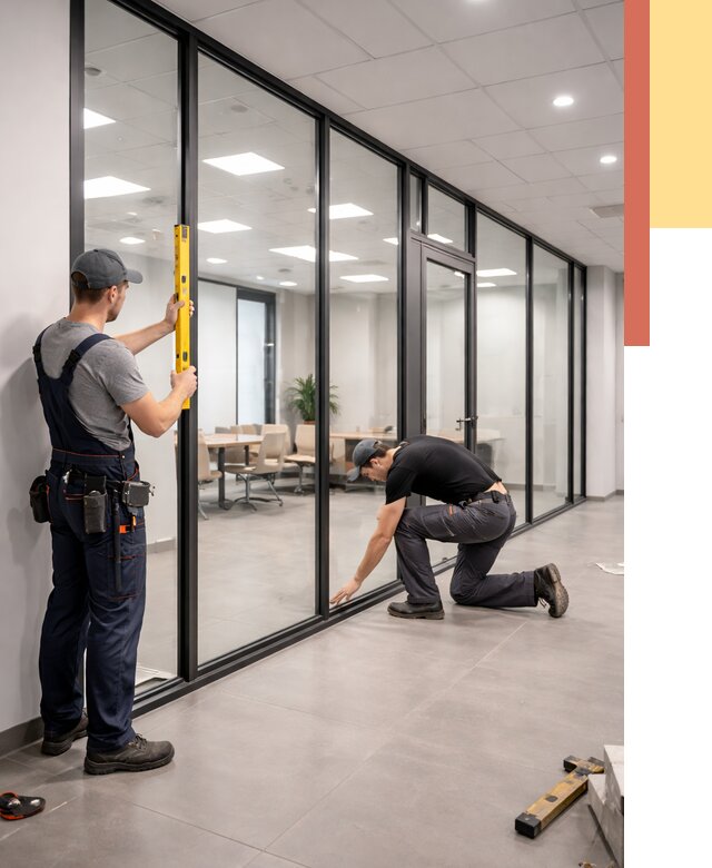 Каркасные стеклянные перегородки в Егорьевске под ключ от 9316 руб. | ОТДЕЛОЧНИК-Грь