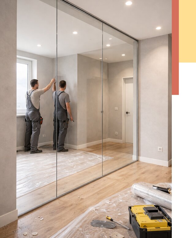 Безрамные стеклянные перегородки в Егорьевске — монтаж от 9620 руб. | ОТДЕЛОЧНИК-Грь