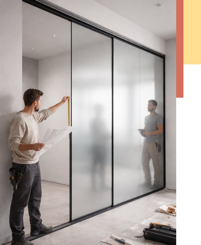 Матовые стеклянные перегородки в Егорьевске от 8607 руб. — монтаж и установка | ОТДЕЛОЧНИК-Грь