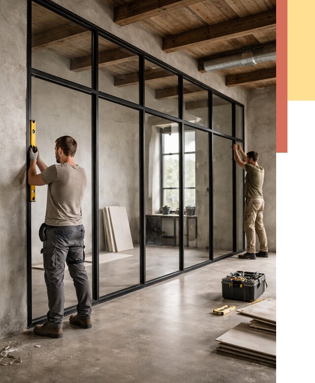 Стеклянные перегородки лофт в Егорьевске от 10632 руб. под ключ | ОТДЕЛОЧНИК-Грь