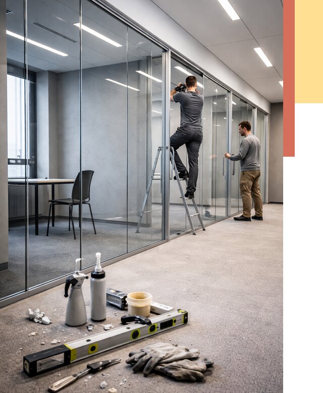 Стеклянные офисные перегородки в Егорьевске от 8607 руб. — монтаж и установка | ОТДЕЛОЧНИК-Грь