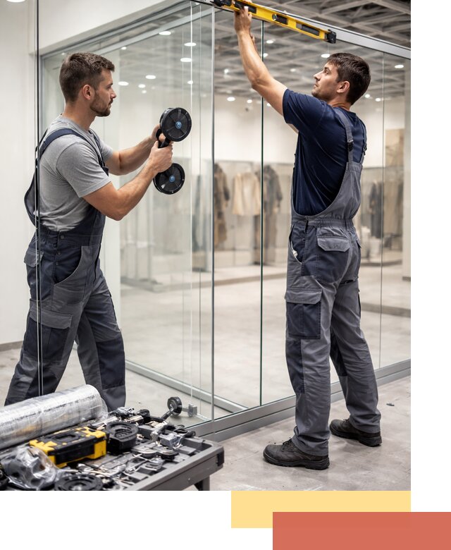 Стеклянные перегородки для магазинов в Егорьевске — монтаж и установка