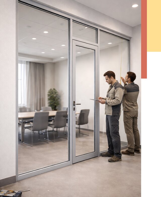 Установка и монтаж алюминиевых перегородок со стеклом в Егорьевске от 8303 руб. | ОТДЕЛОЧНИК-Грь