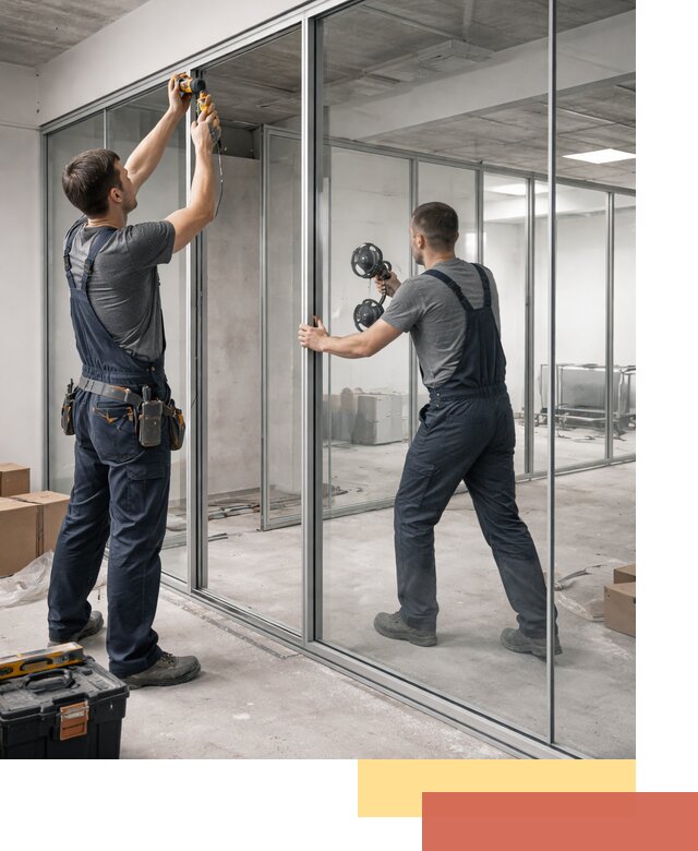 Алюминиевые перегородки со стеклом в Егорьевске — изготовление и монтаж