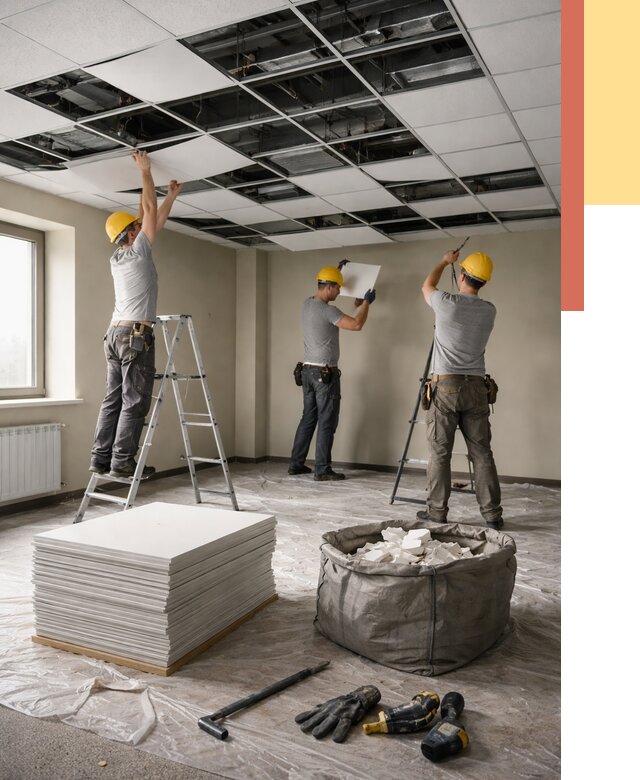 Демонтаж потолка Армстронг в Егорьевске от 4557 руб. быстро и недорого | ОТДЕЛОЧНИК-Грь