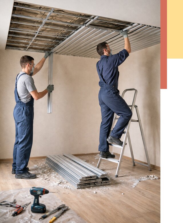 Демонтаж реечного потолка в Егорьевске от 4557 руб. быстро и недорого | ОТДЕЛОЧНИК-Грь