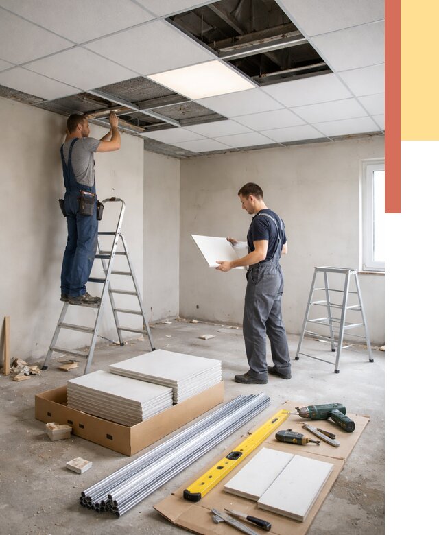 Монтаж потолка армстронг в Егорьевске от 4557 руб/м2 — быстрая установка под ключ | ОТДЕЛОЧНИК-Грь