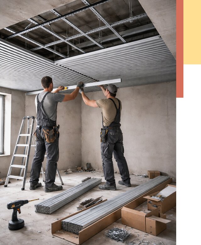 Монтаж реечного потолка в Егорьевске от 4557 руб. под ключ | ОТДЕЛОЧНИК-Грь