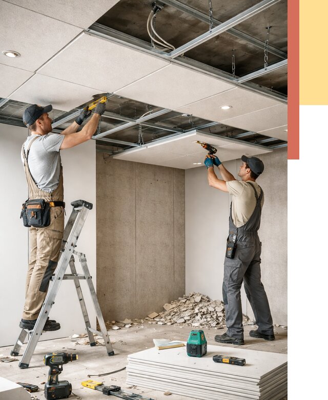 Монтаж акустического потолка в Егорьевске от 6582 руб/м2 — быстро и недорого | ОТДЕЛОЧНИК-Грь