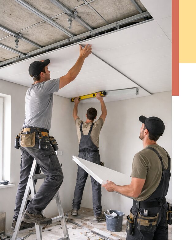 Монтаж потолка из ПВХ панелей в Егорьевске от 3544 руб./м2 — быстро и недорого | ОТДЕЛОЧНИК-Грь