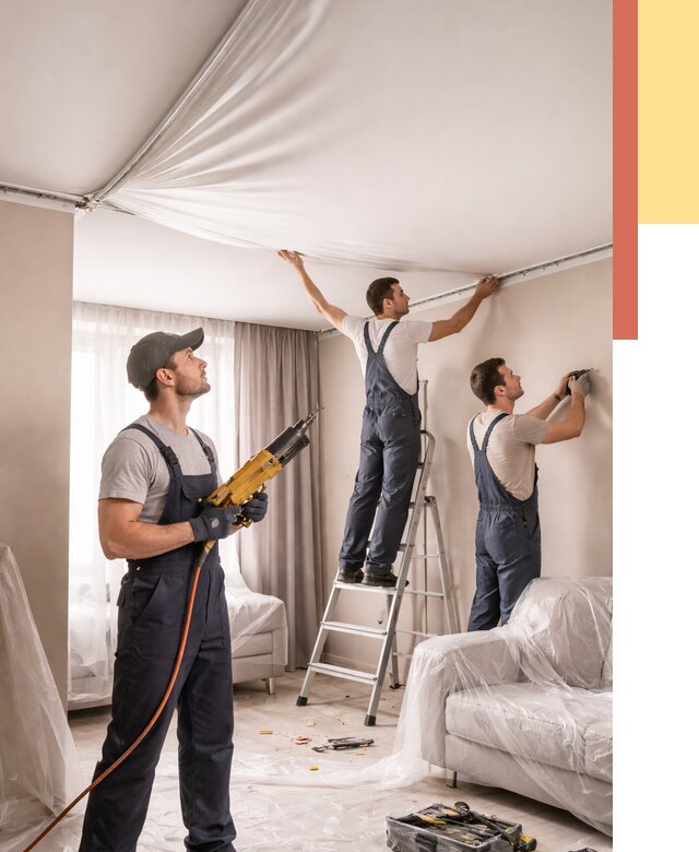 Установка натяжного потолка в Егорьевске от 4557 руб. | Быстро и недорого — ОТДЕЛОЧНИК-Грь