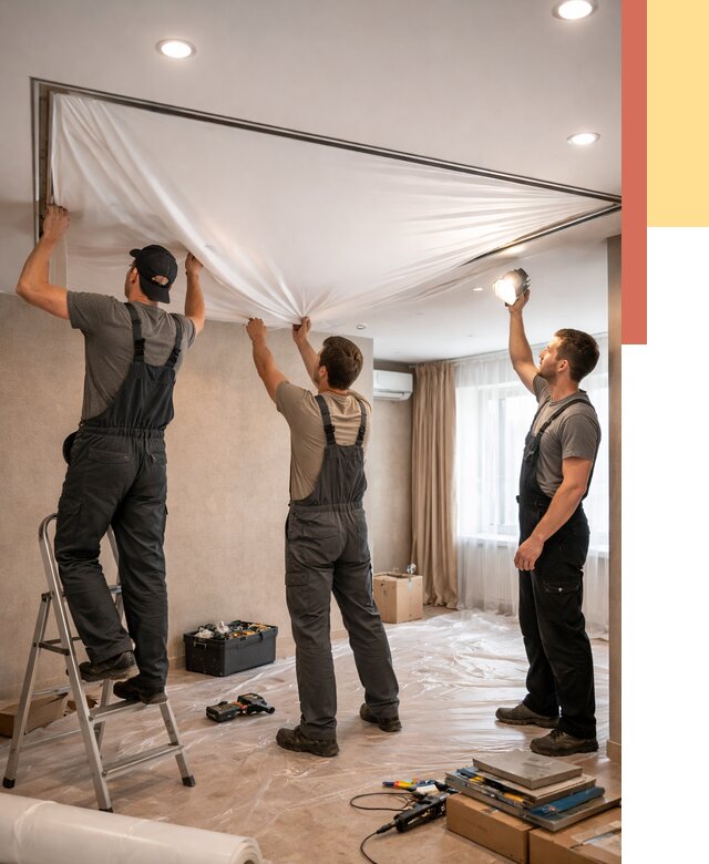 Монтаж ПВХ натяжного потолка в Егорьевске от 3544 руб. под ключ | ОТДЕЛОЧНИК-Грь