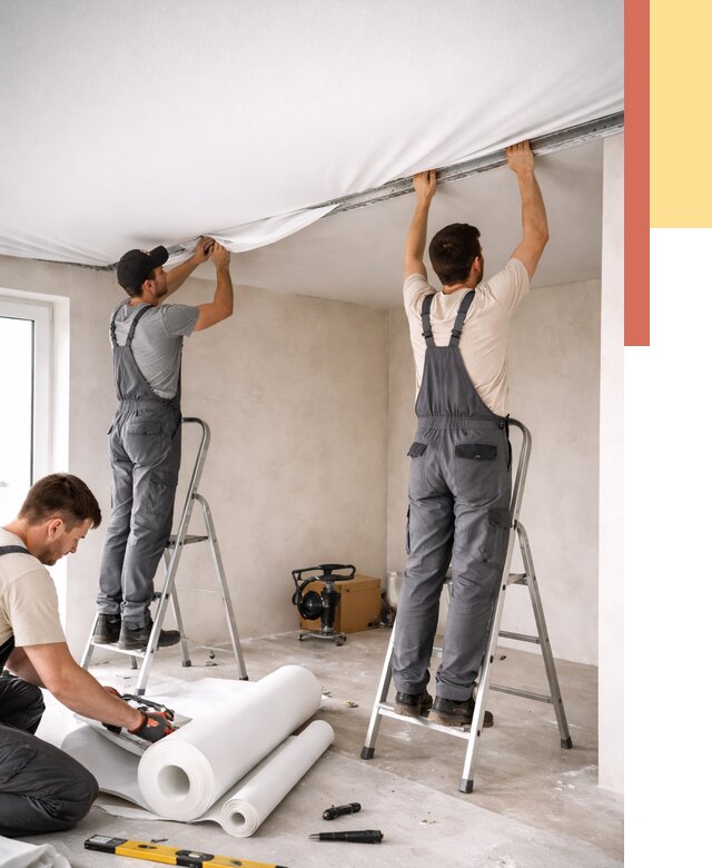 Монтаж тканевого натяжного потолка в Егорьевске от 3544 руб. под ключ | ОТДЕЛОЧНИК-Грь