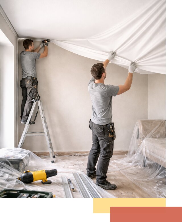 Монтаж тканевого натяжного потолка в Егорьевске недорого и быстро