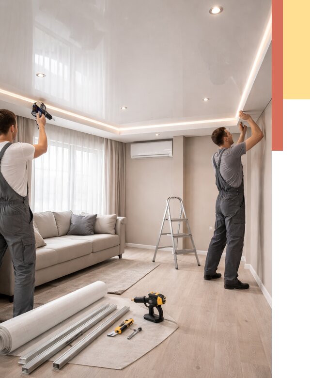 Монтаж глянцевого натяжного потолка в Егорьевске от 759 руб. под ключ | ОТДЕЛОЧНИК-Грь