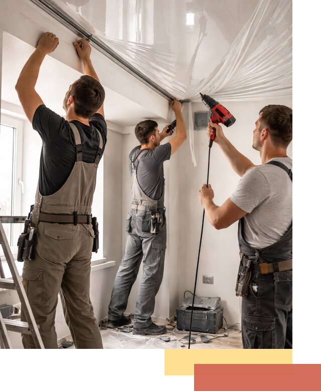 Монтаж глянцевого натяжного потолка в Егорьевске быстро и качественно